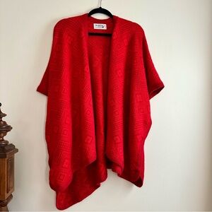 Alpafina Alpaca Wool Red‎ Geometric Poncho